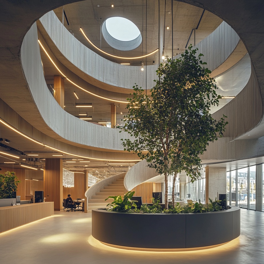 Exploration IA — atrium intérieur