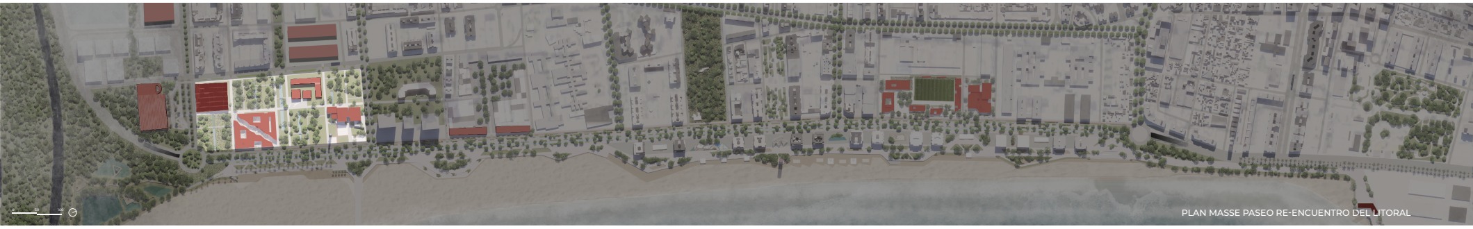 colmena — Plan masse, Paseo Re-Encuentro del Litoral