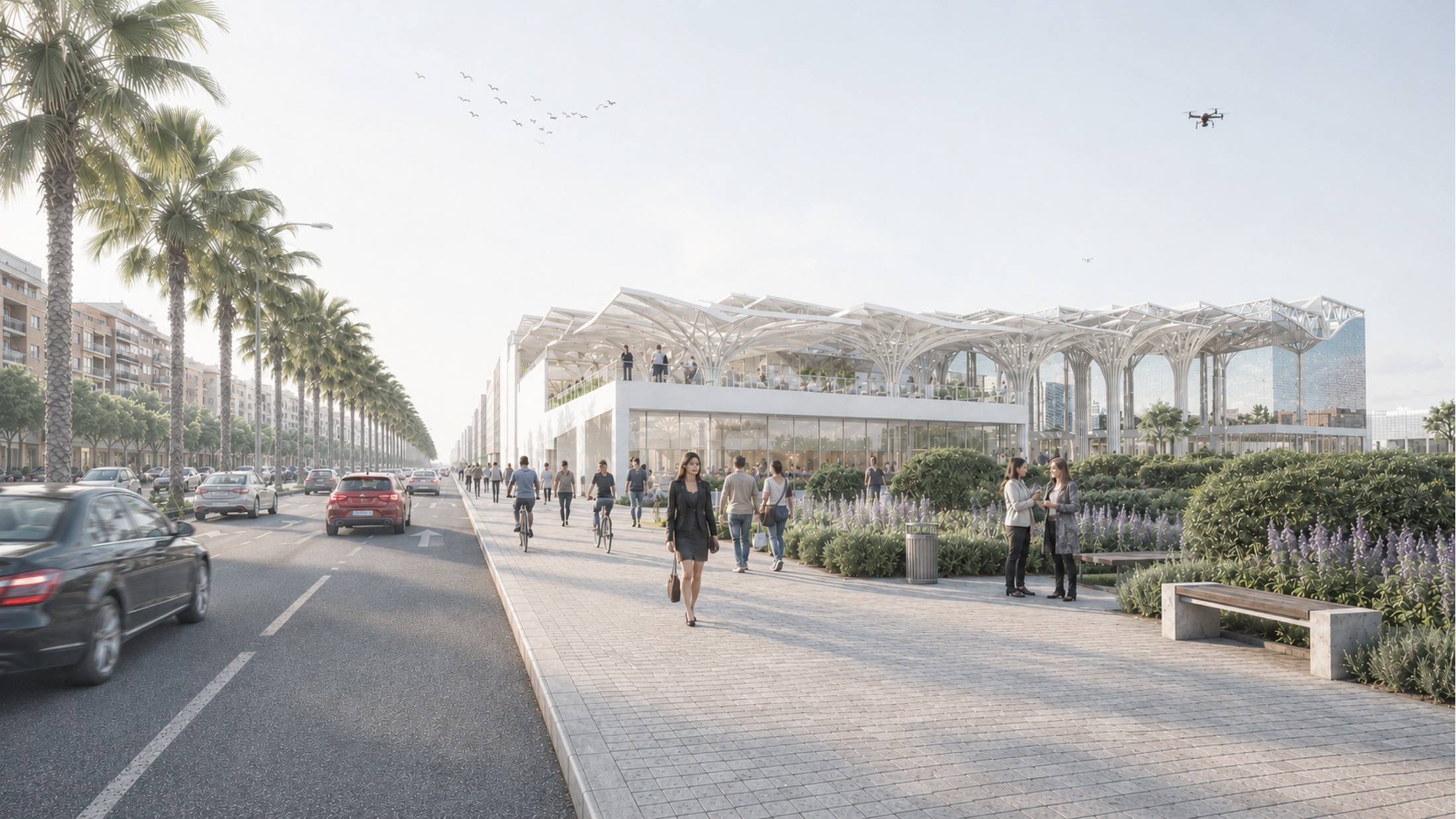 colmena — Vue sur l'avenue depuis le parc d'innovation