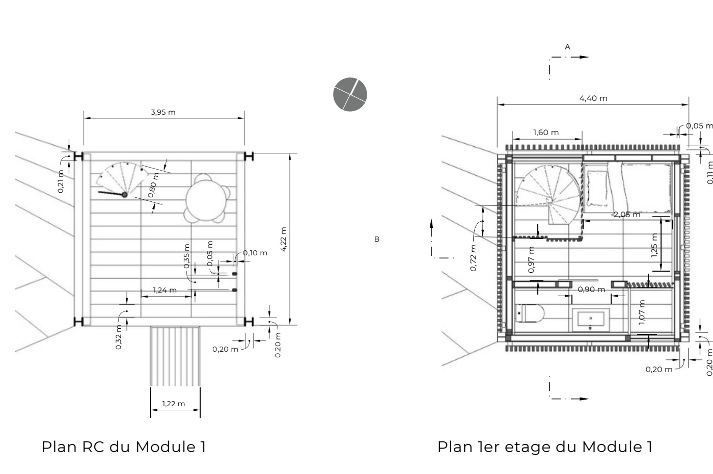 habitat — Plans du Module 1 — RDC et R+1