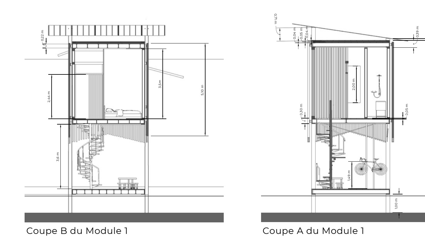 habitat — Coupes du Module 1 — B et A