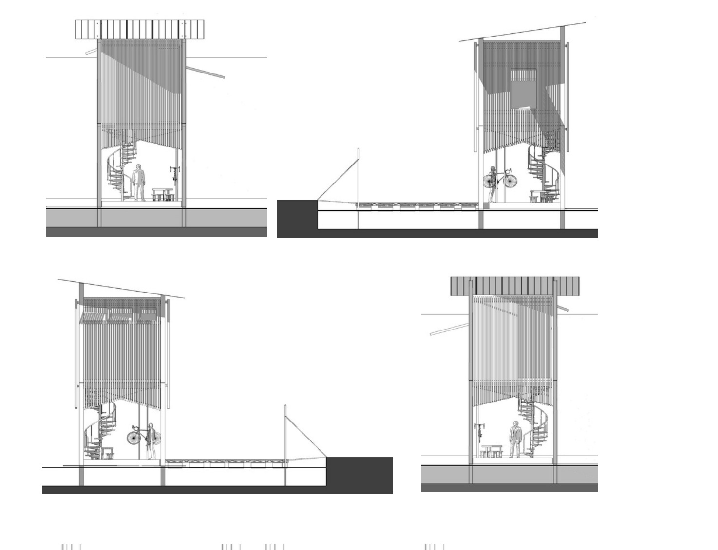 habitat — Coupes perspectives — variantes du module