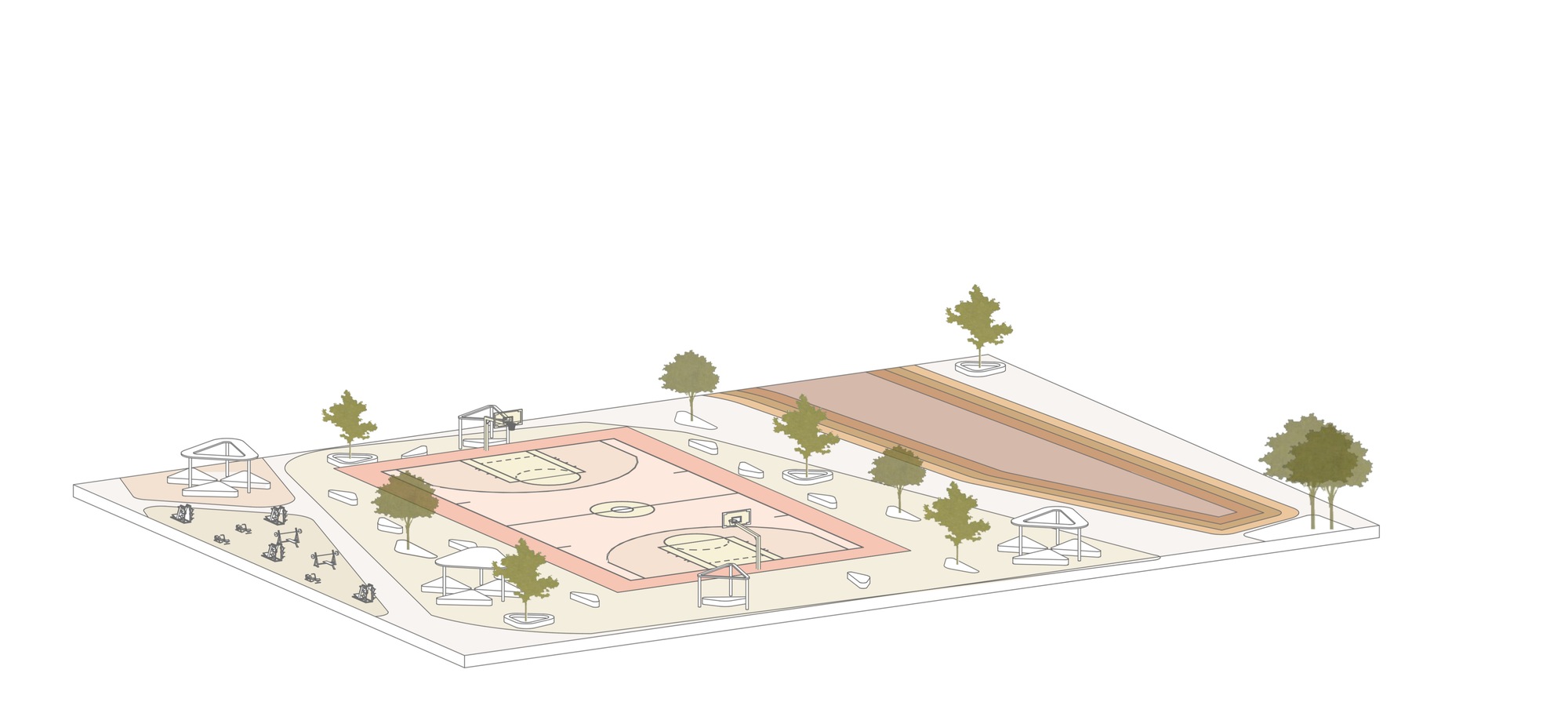 remparts — Étude volumétrique — terrains de sport