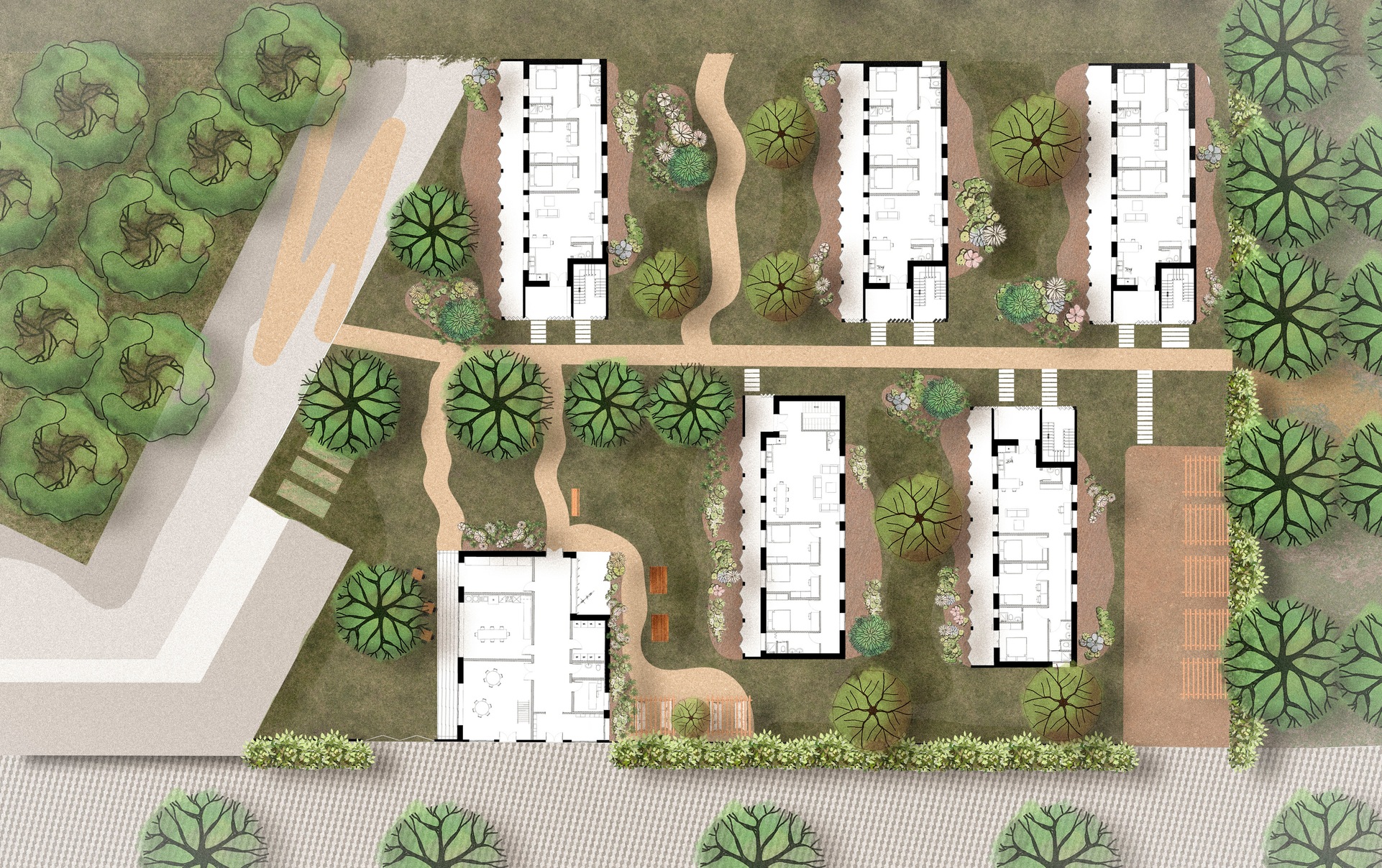 residences — Plan masse végétalisé — vue aérienne